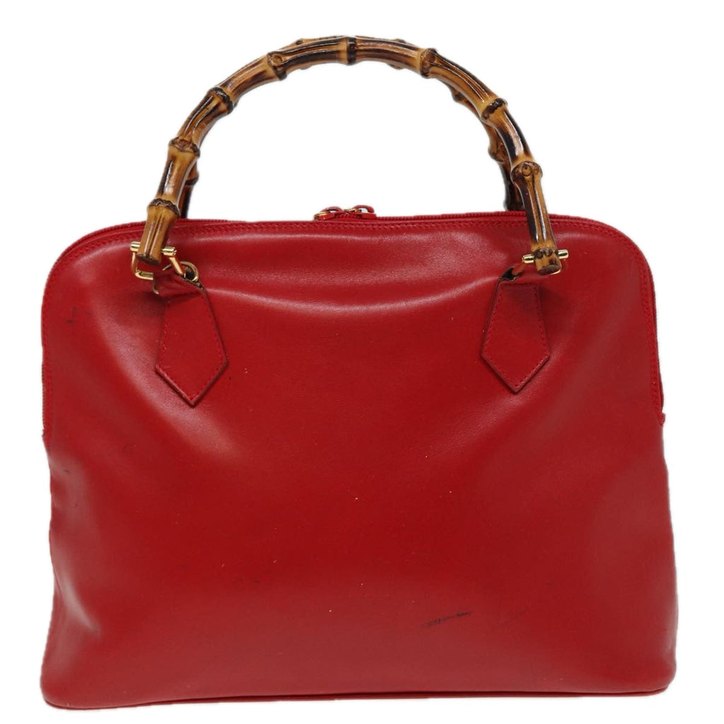 GUCCI Bamboo Hand Bag Leather 2way Red 000 406 0289 79440
