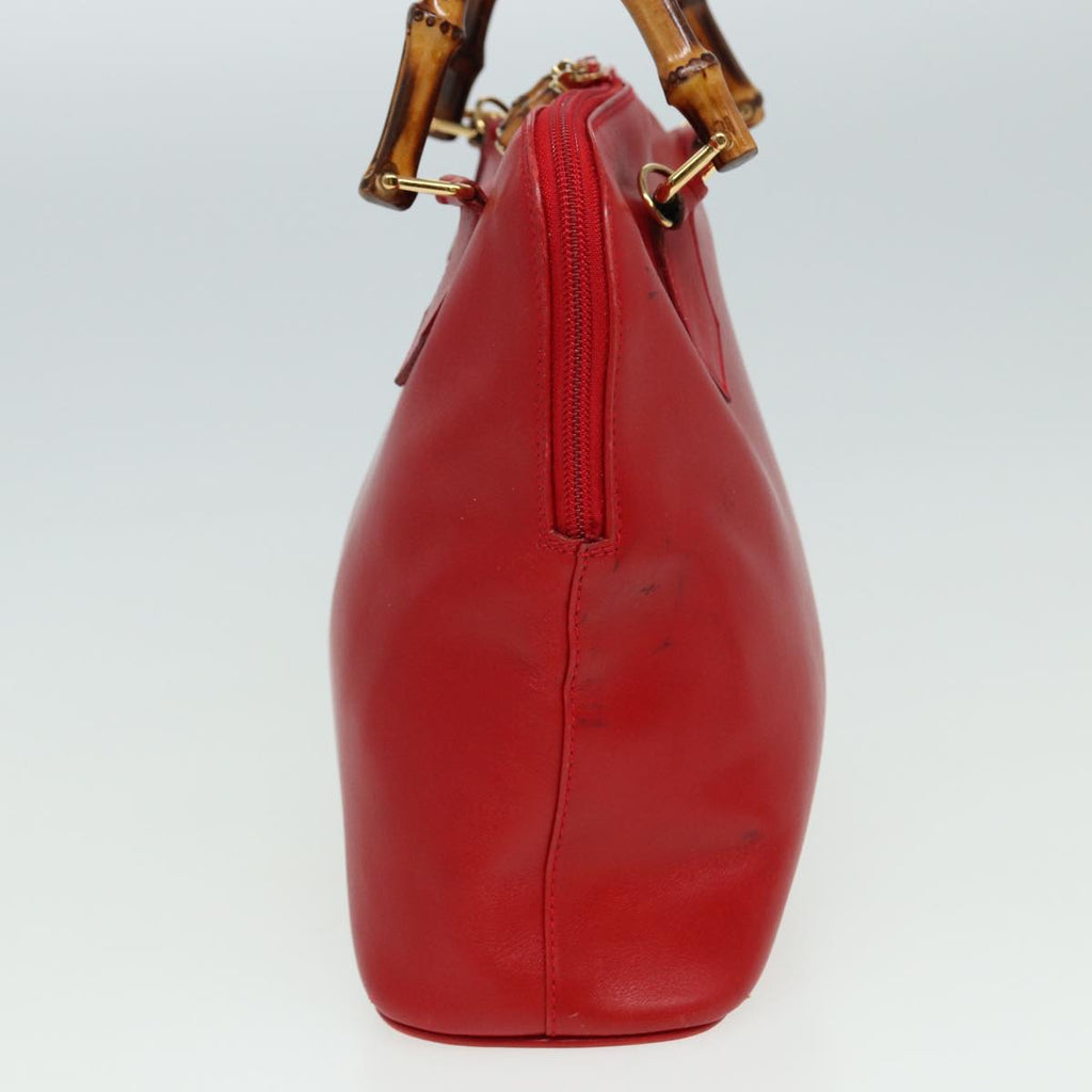 GUCCI Bamboo Hand Bag Leather 2way Red 000 406 0289 79440