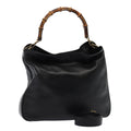 GUCCI Bamboo Hand Bag Leather 2way Black 001 1998 1577 79444