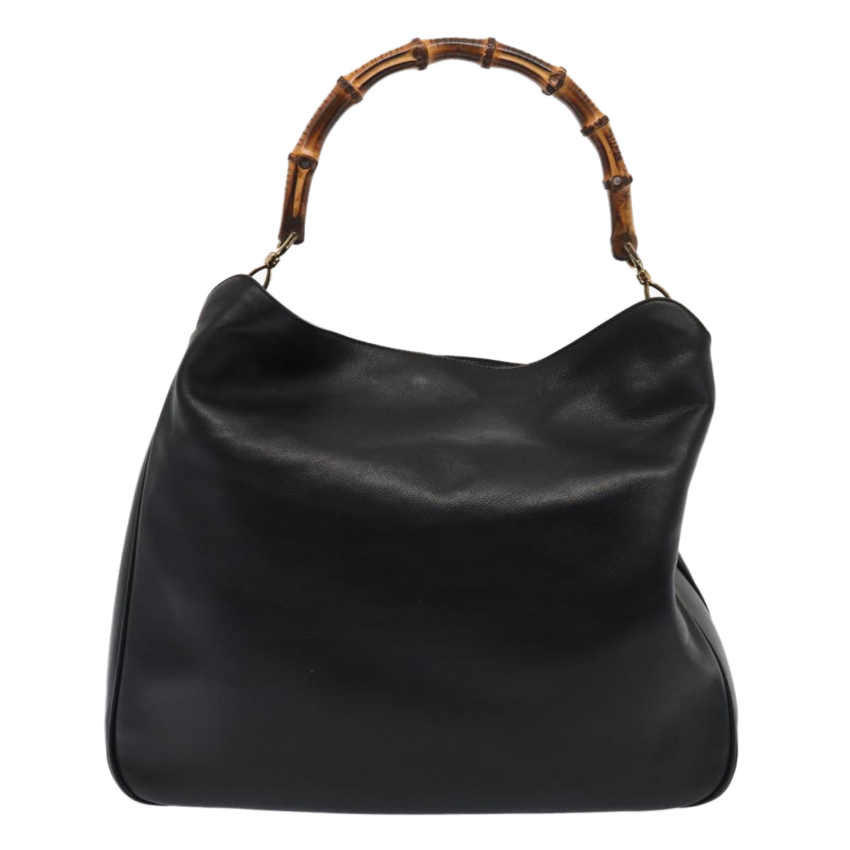 GUCCI Bamboo Hand Bag Leather 2way Black 001 1998 1577 79444