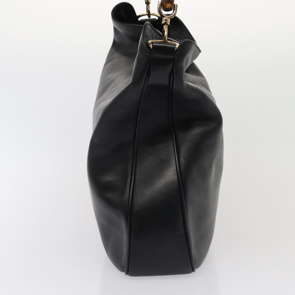 GUCCI Bamboo Hand Bag Leather 2way Black 001 1998 1577 79444