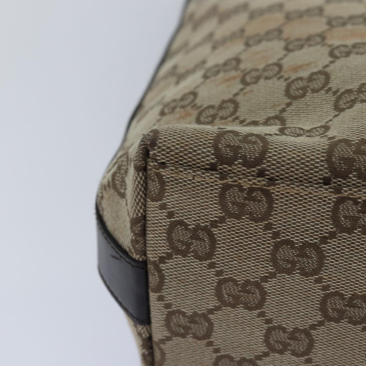 GUCCI GG Canvas Shoulder Bag Beige Dark Brown 000 0602 79452