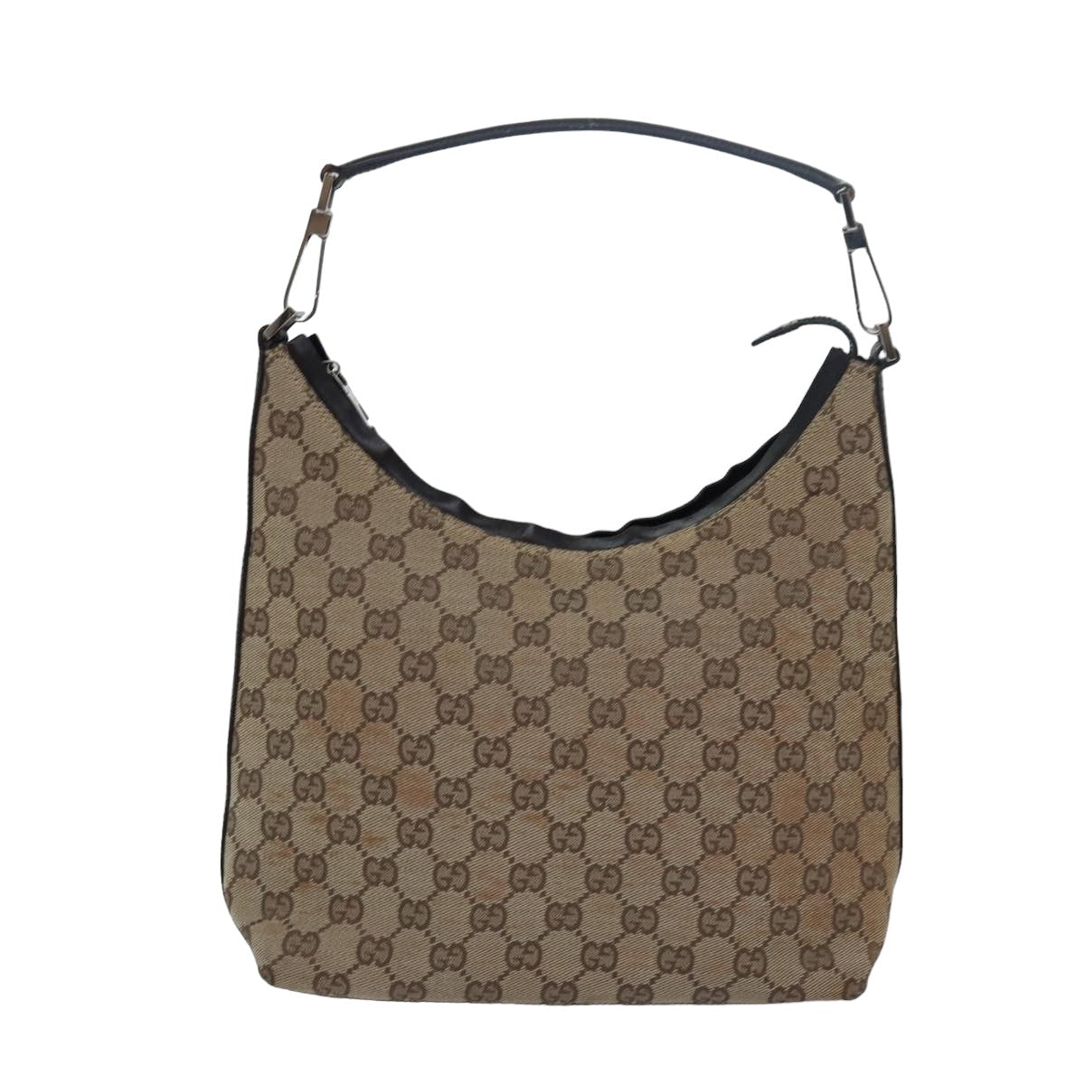 GUCCI GG Canvas Shoulder Bag Beige Dark Brown 000 0602 79452