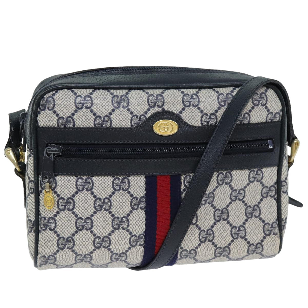 GUCCI GG Supreme Sherry Line Shoulder Bag PVC Navy Red 010 378 79476