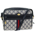 GUCCI GG Supreme Sherry Line Shoulder Bag PVC Navy Red 010 378 79476