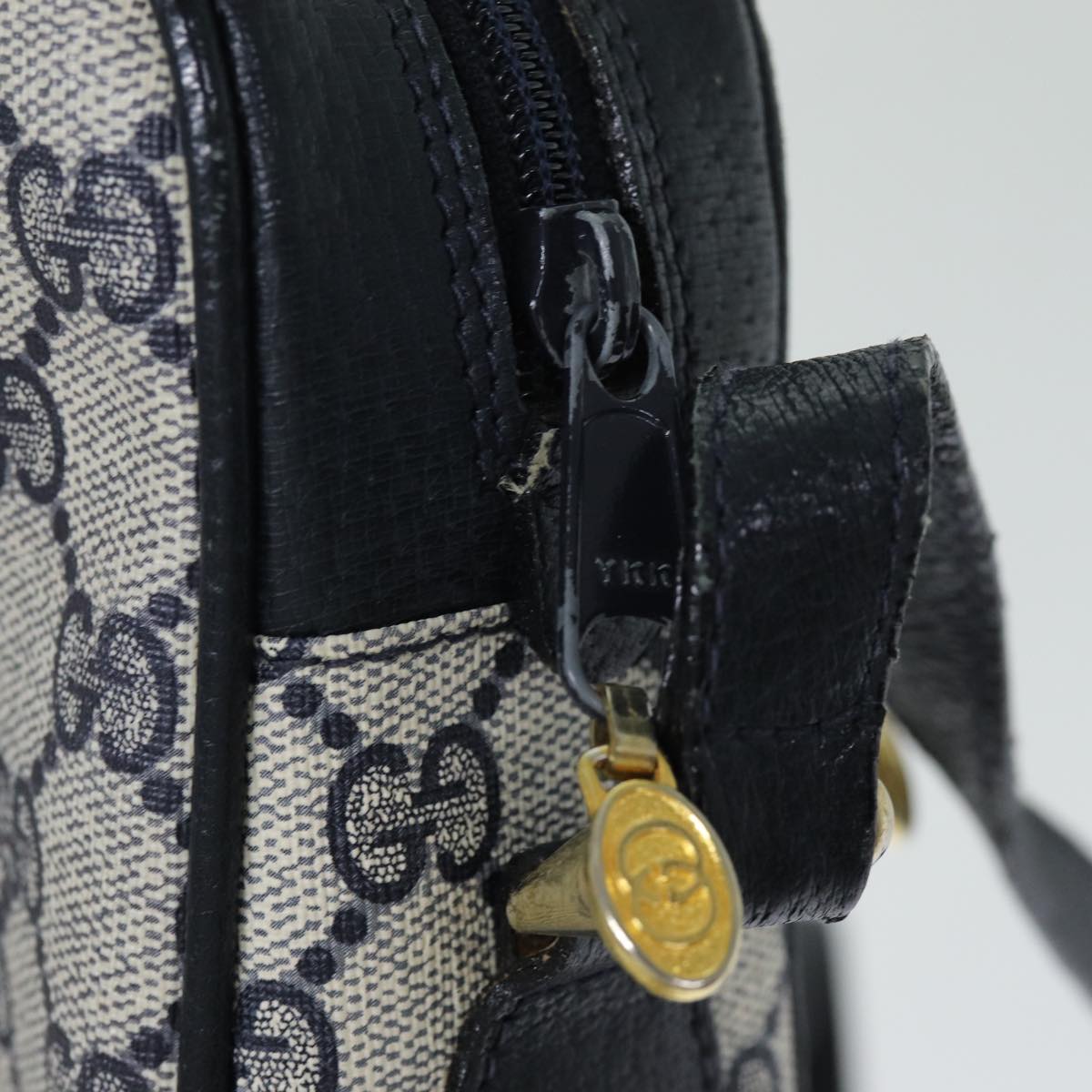 GUCCI GG Supreme Sherry Line Shoulder Bag PVC Navy Red 010 378 79476