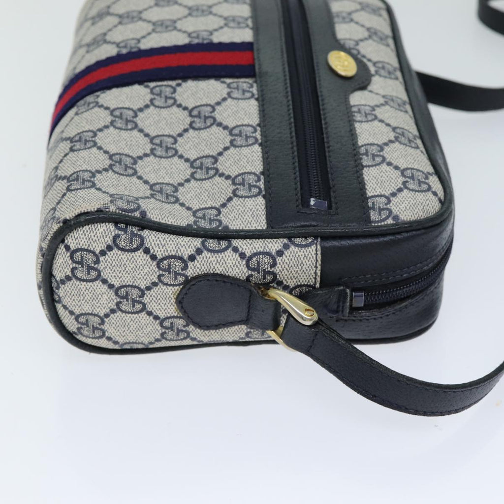 GUCCI GG Supreme Sherry Line Shoulder Bag PVC Navy Red 010 378 79476