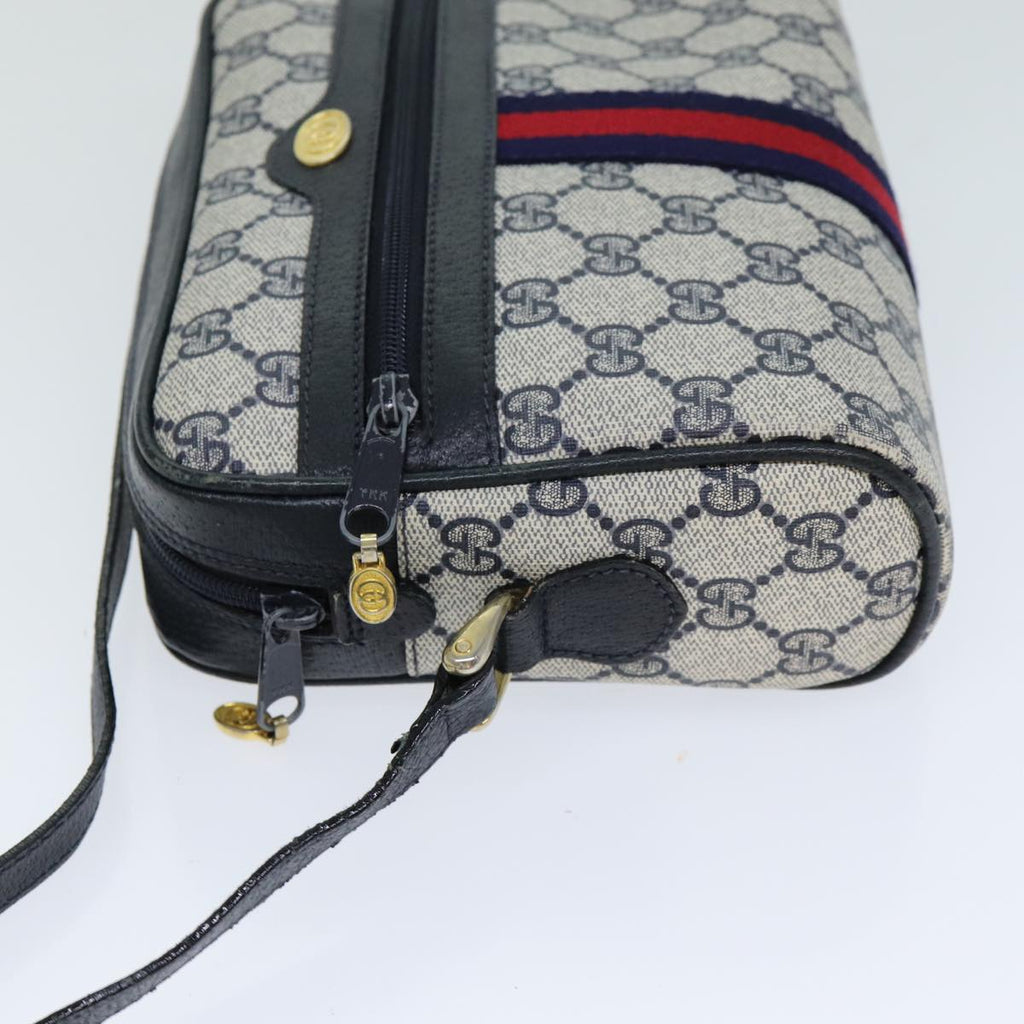 GUCCI GG Supreme Sherry Line Shoulder Bag PVC Navy Red 010 378 79476