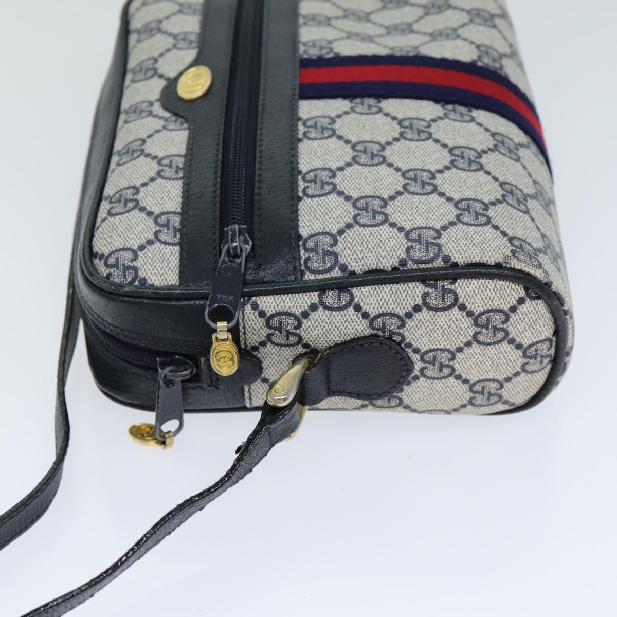 GUCCI GG Supreme Sherry Line Shoulder Bag PVC Navy Red 010 378 79476
