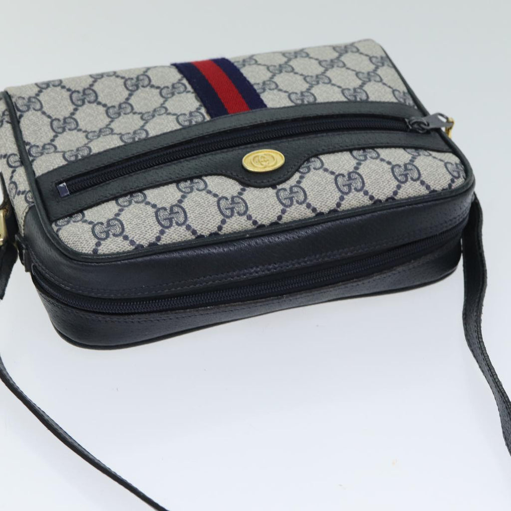 GUCCI GG Supreme Sherry Line Shoulder Bag PVC Navy Red 010 378 79476