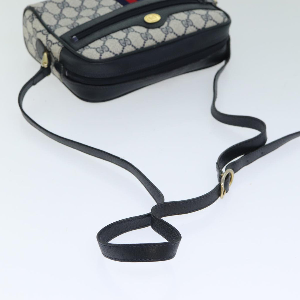 GUCCI GG Supreme Sherry Line Shoulder Bag PVC Navy Red 010 378 79476