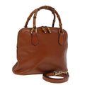GUCCI Bamboo Hand Bag Leather 2way Red 79497