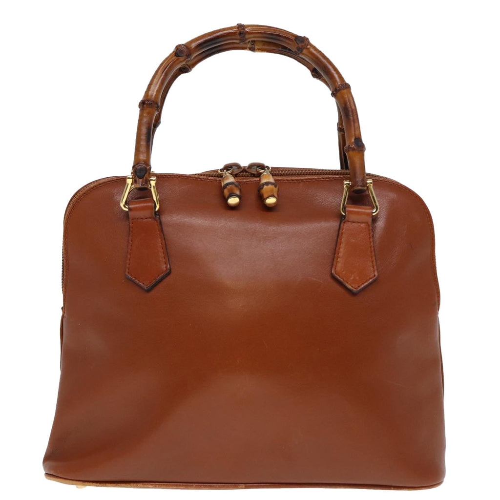 GUCCI Bamboo Hand Bag Leather 2way Red 79497