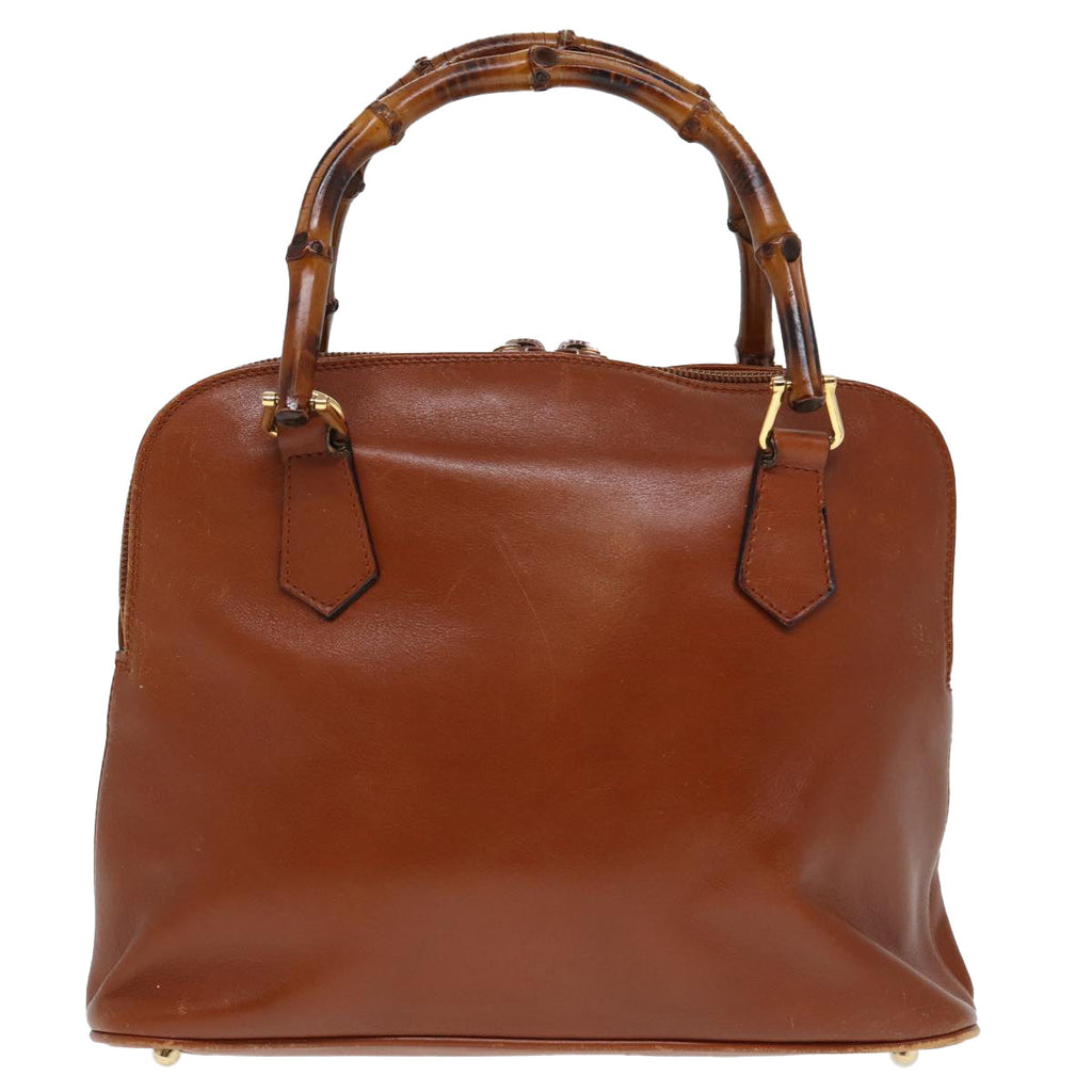 GUCCI Bamboo Hand Bag Leather 2way Red 79497