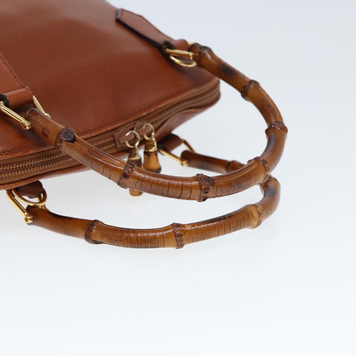 GUCCI Bamboo Hand Bag Leather 2way Red 79497