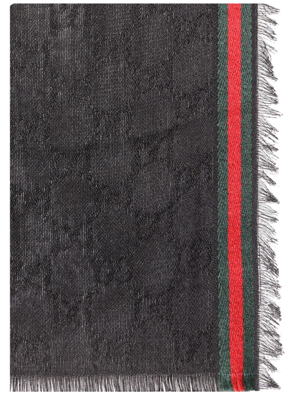 GUCCI Silk and Cotton Stole with GG Pattern