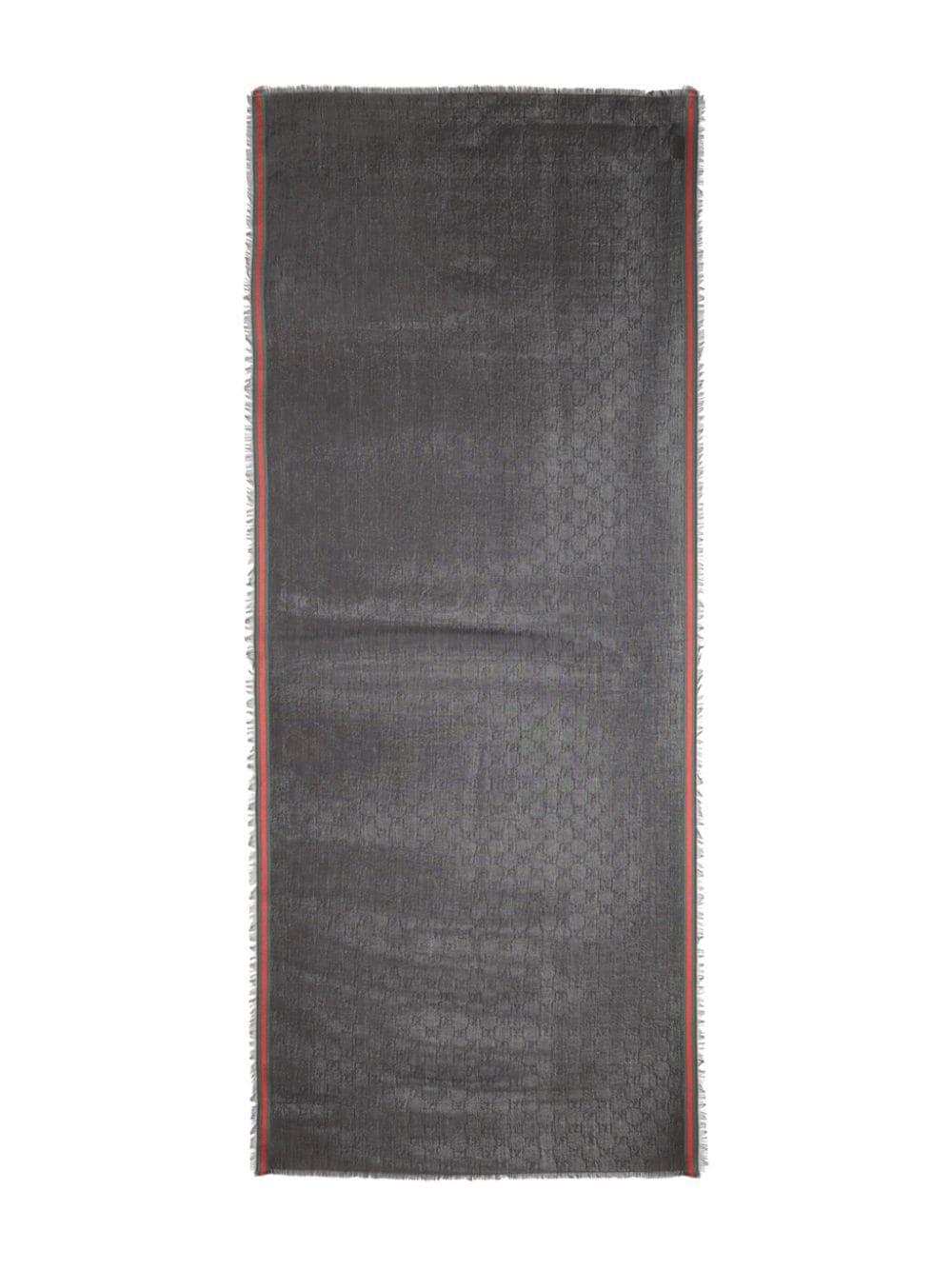 GUCCI Silk and Cotton Stole with GG Pattern
