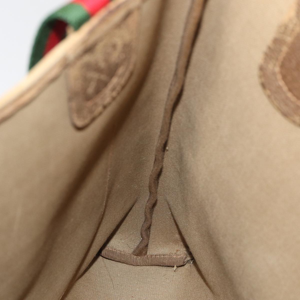 GUCCI GG Supreme Web Sherry Line Tote Bag PVC Beige Red 120 02 003 79530