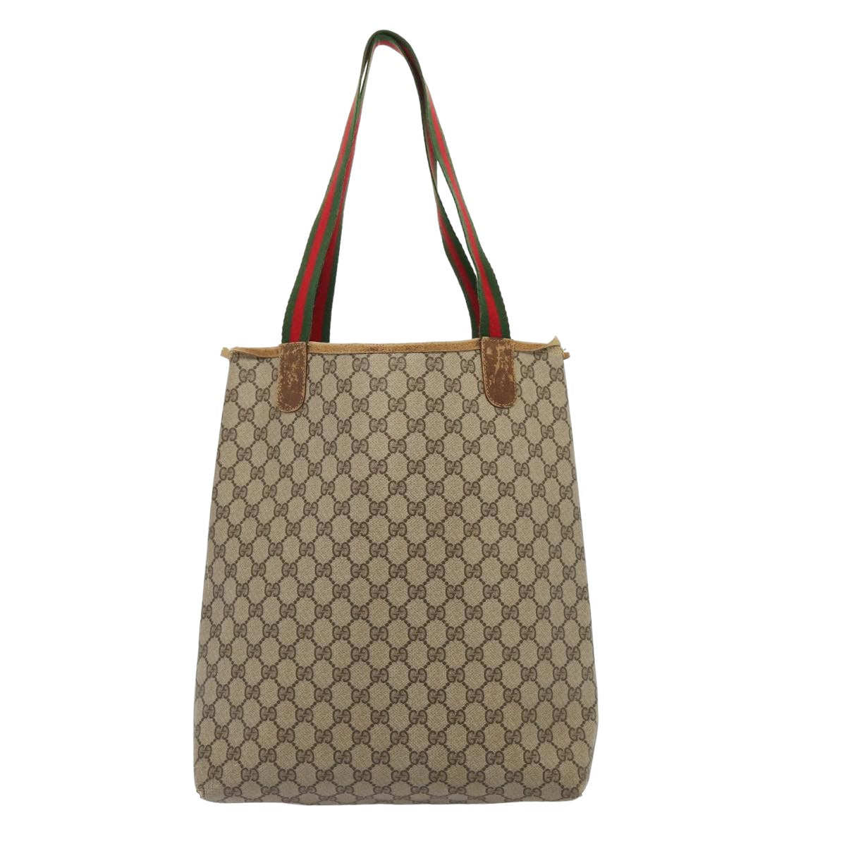 GUCCI GG Supreme Web Sherry Line Tote Bag PVC Beige Red 120 02 003 79530