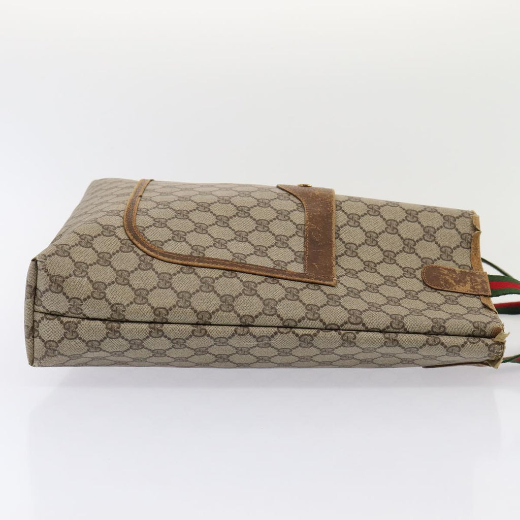 GUCCI GG Supreme Web Sherry Line Tote Bag PVC Beige Red 120 02 003 79530