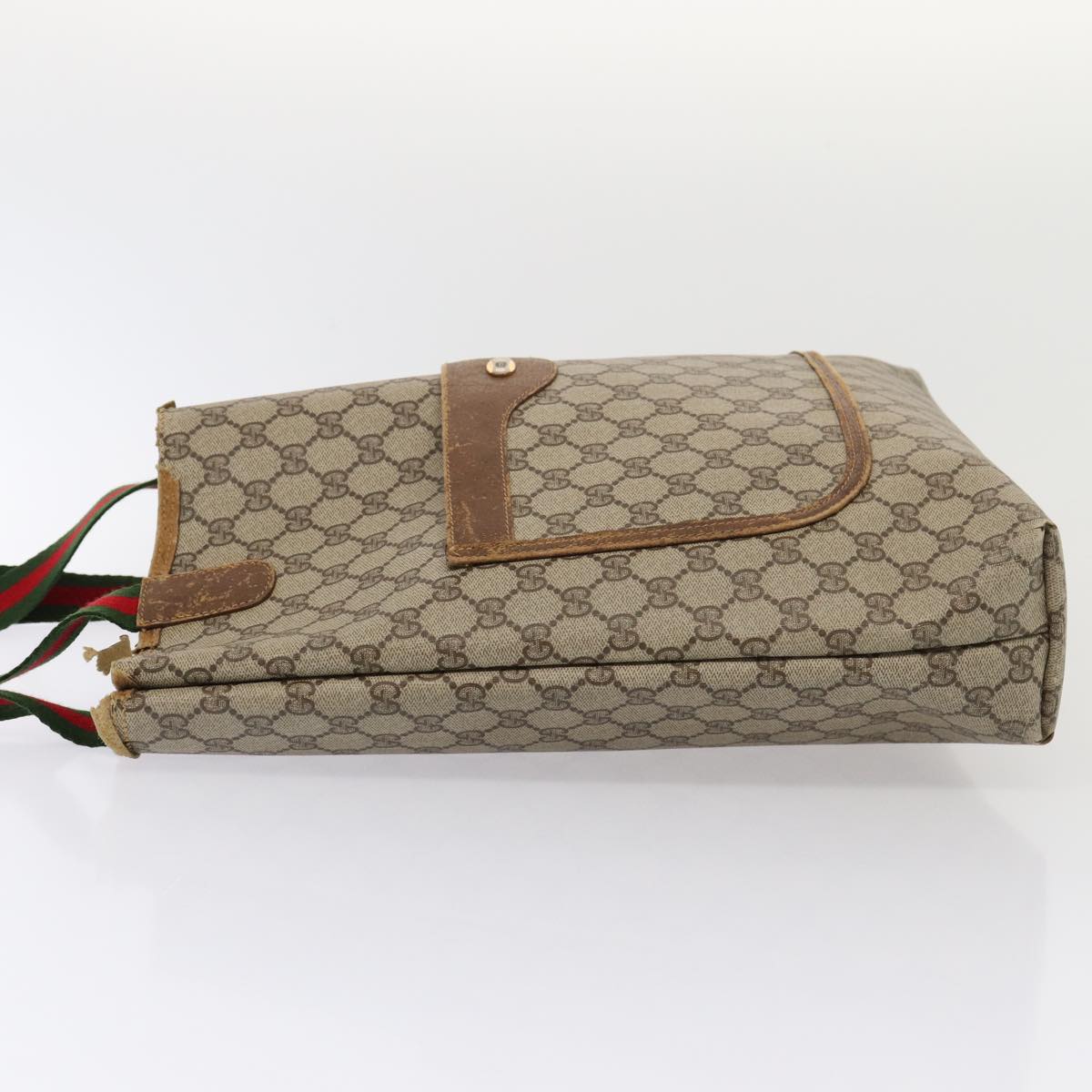 GUCCI GG Supreme Web Sherry Line Tote Bag PVC Beige Red 120 02 003 79530