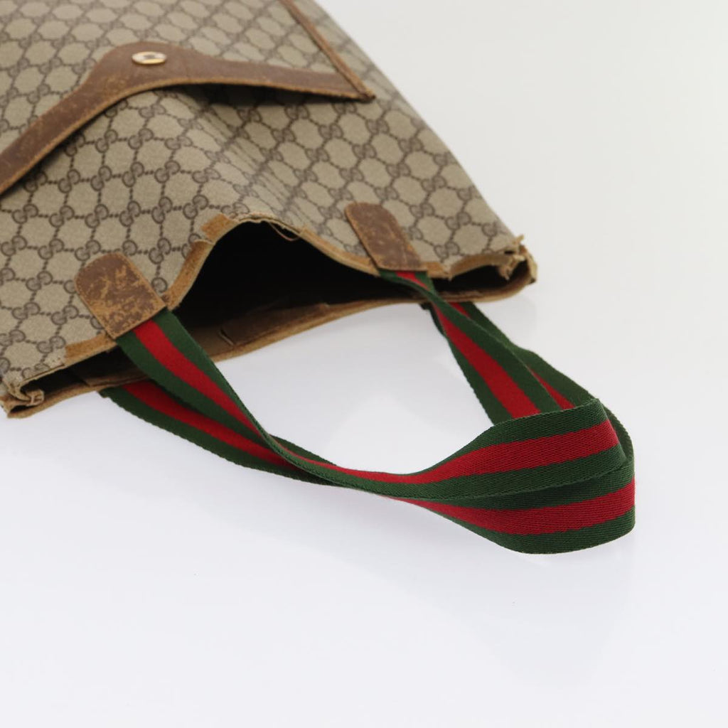GUCCI GG Supreme Web Sherry Line Tote Bag PVC Beige Red 120 02 003 79530