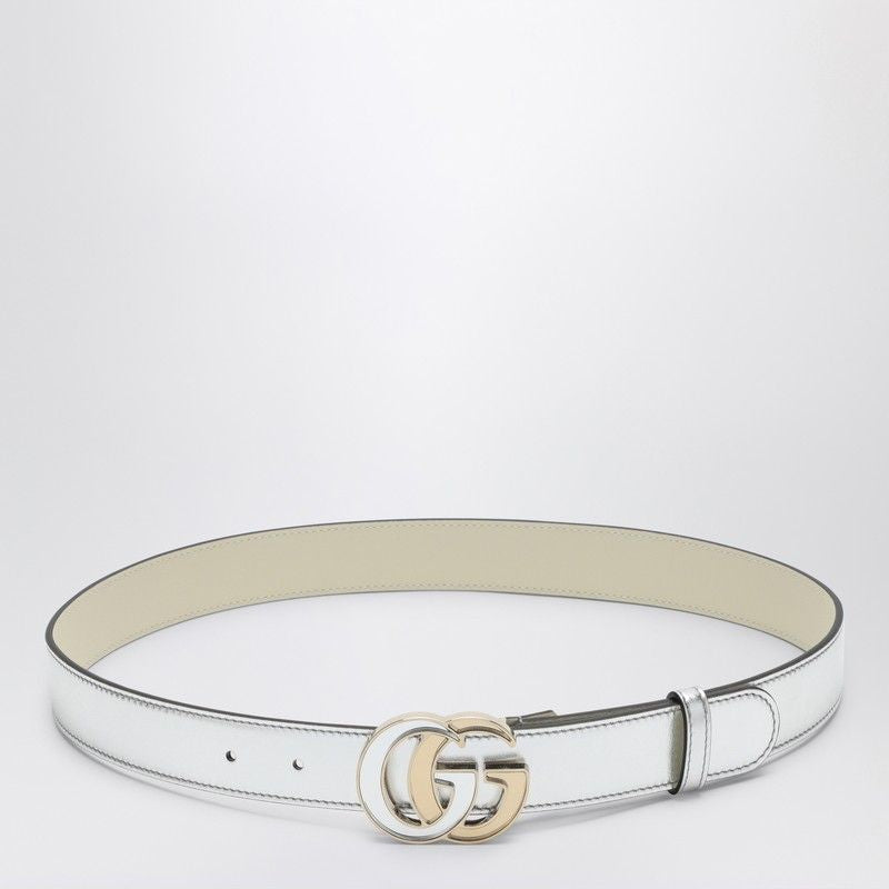 GUCCI GG Marmont Metallic Leather Belt