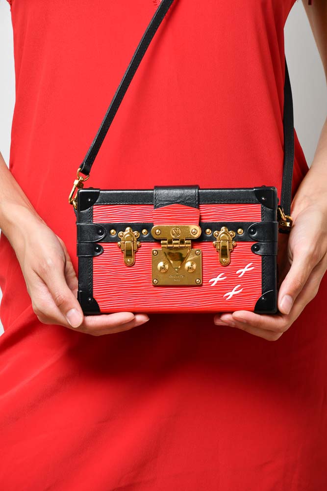 Louis Vuitton Red/Black Epi Trunk Clutch Crossbody w/ Strap