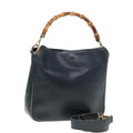 GUCCI Bamboo Hand Bag Leather Outlet 2way Navy 001 8638 79571