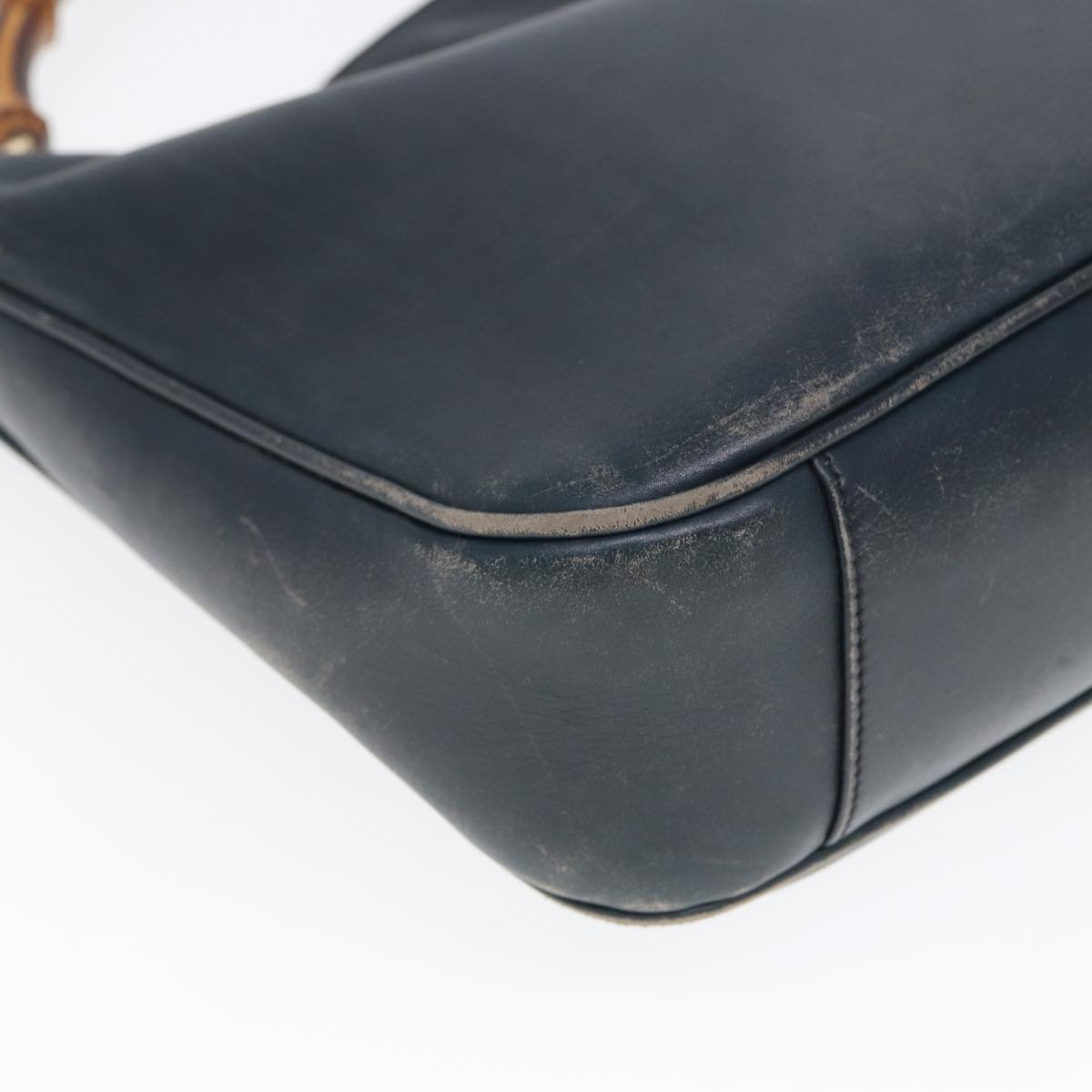 GUCCI Bamboo Hand Bag Leather Outlet 2way Navy 001 8638 79571