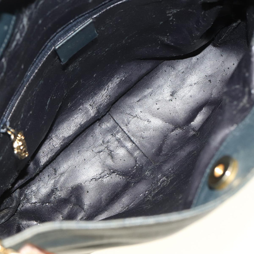 GUCCI Bamboo Hand Bag Leather Outlet 2way Navy 001 8638 79571
