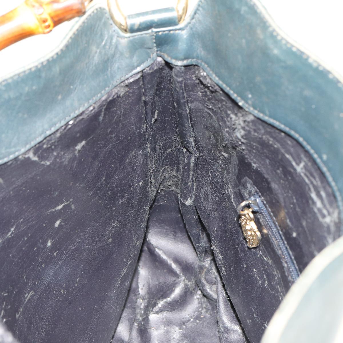 GUCCI Bamboo Hand Bag Leather Outlet 2way Navy 001 8638 79571