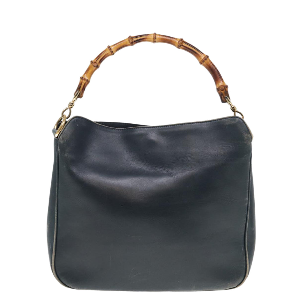 GUCCI Bamboo Hand Bag Leather Outlet 2way Navy 001 8638 79571