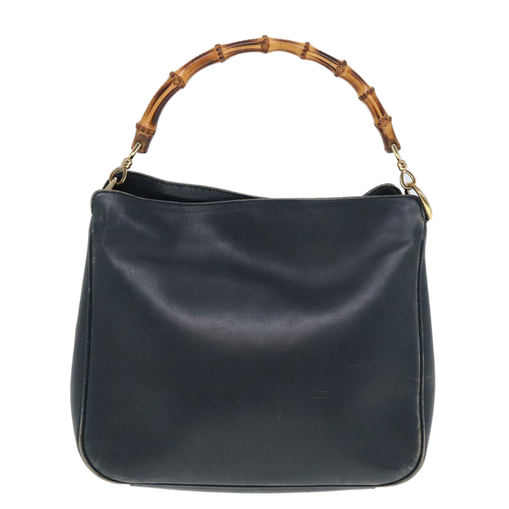 GUCCI Bamboo Hand Bag Leather Outlet 2way Navy 001 8638 79571