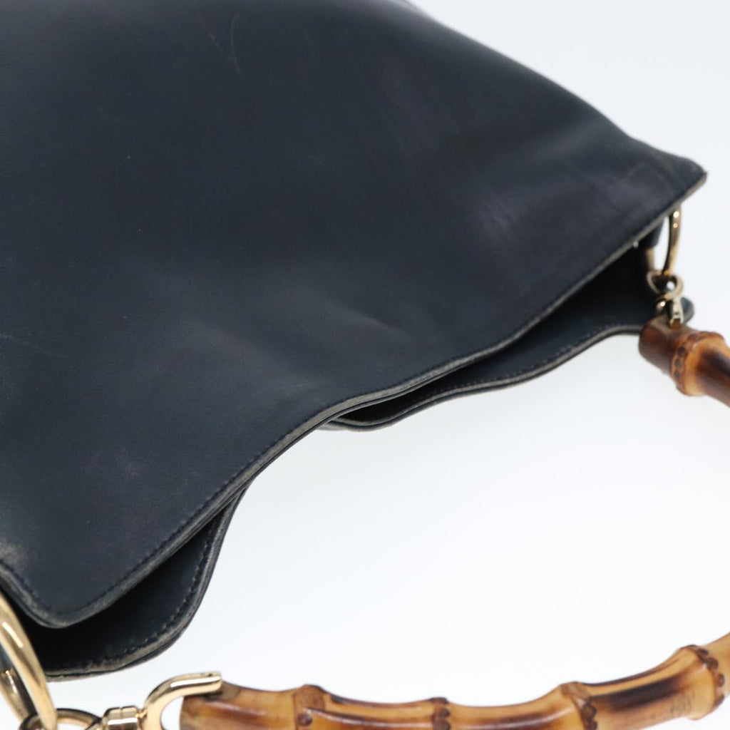 GUCCI Bamboo Hand Bag Leather Outlet 2way Navy 001 8638 79571