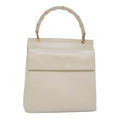 GUCCI Bamboo Hand Bag Leather White 79581
