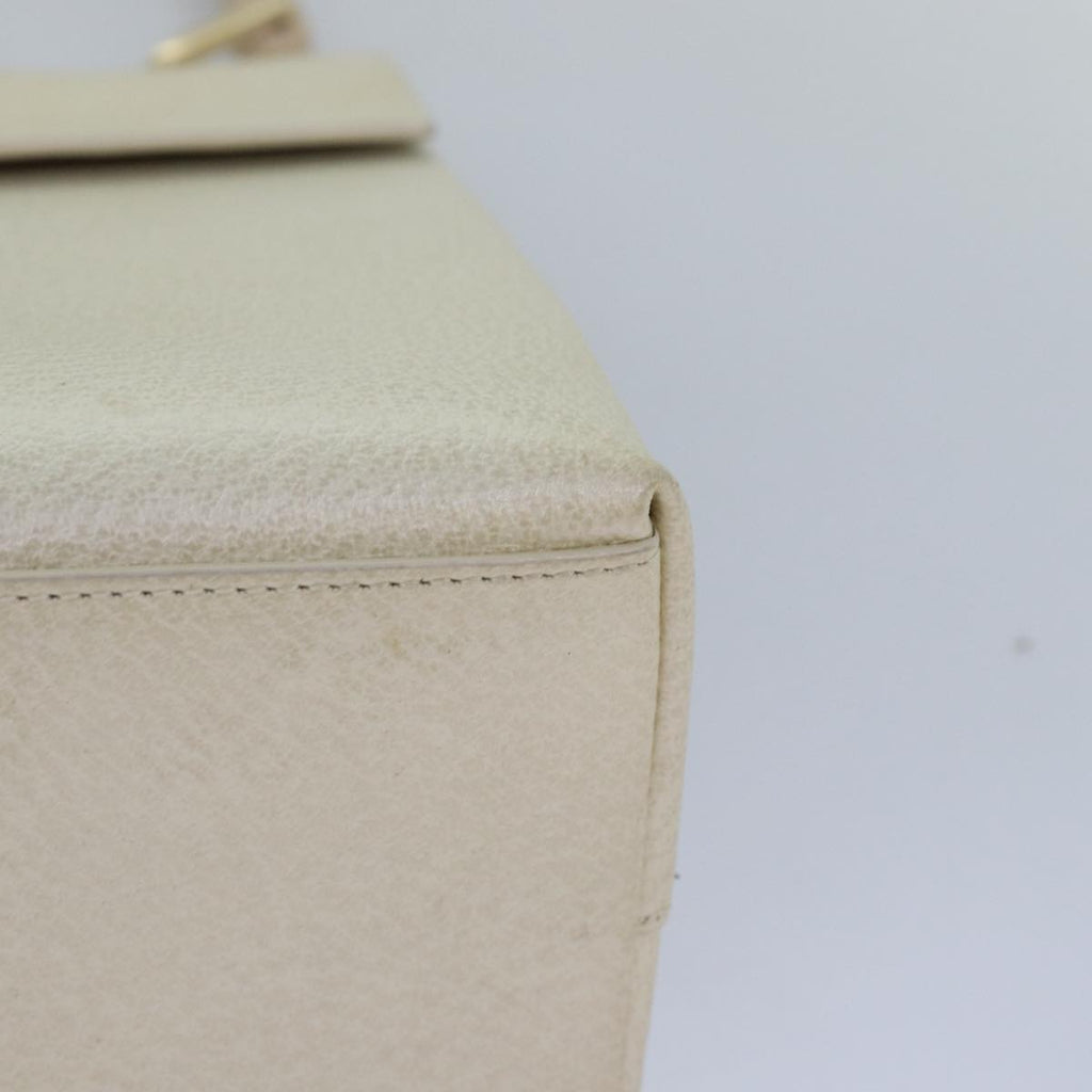 GUCCI Bamboo Hand Bag Leather White 79581