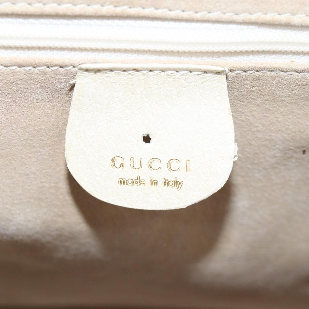 GUCCI Bamboo Hand Bag Leather White 79581