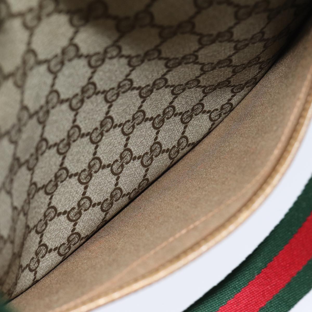 GUCCI GG Supreme Web Sherry Line Tote Bag PVC Leather Beige 39 02 003 79593