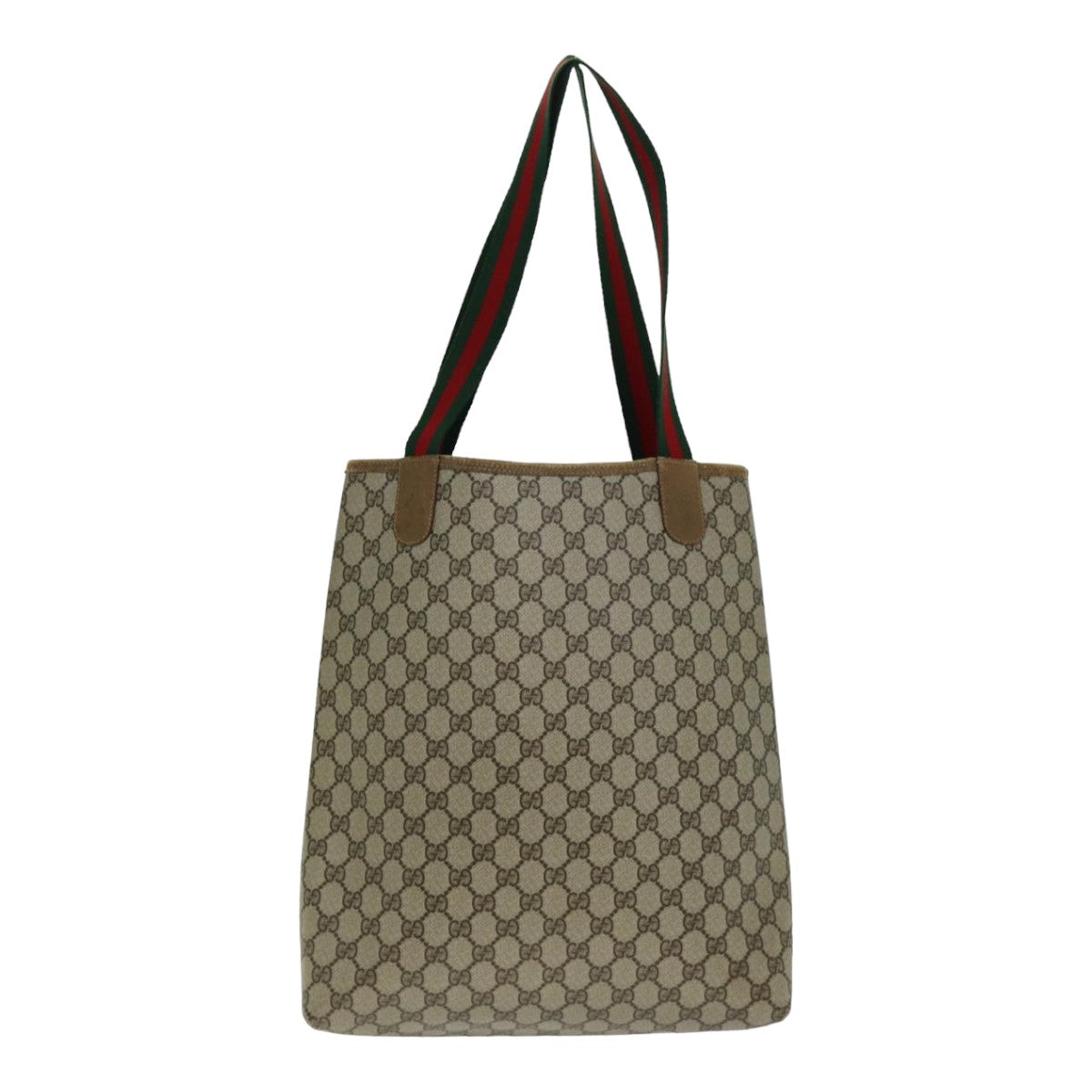 GUCCI GG Supreme Web Sherry Line Tote Bag PVC Leather Beige 39 02 003 79593