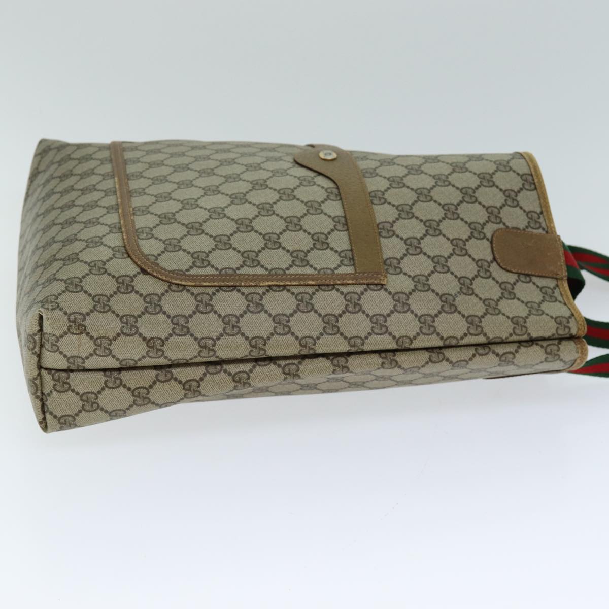 GUCCI GG Supreme Web Sherry Line Tote Bag PVC Leather Beige 39 02 003 79593