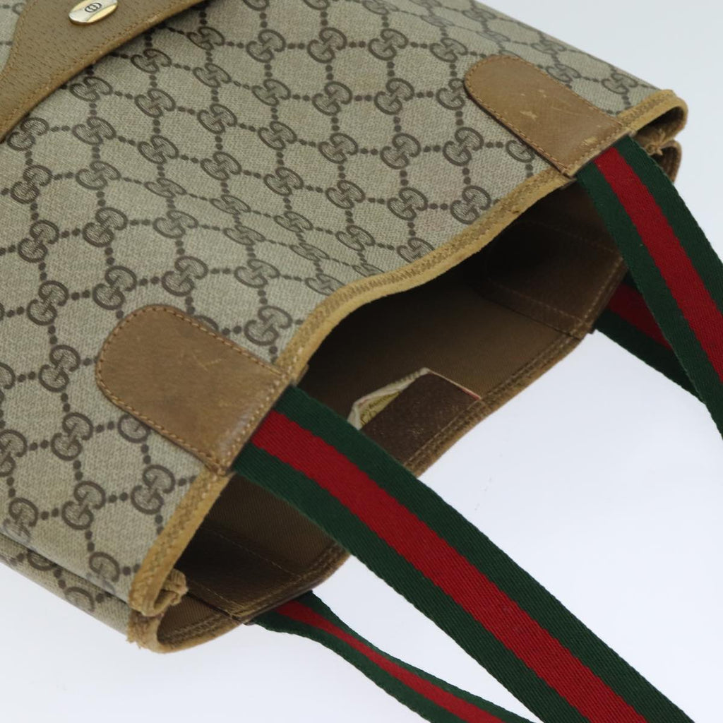 GUCCI GG Supreme Web Sherry Line Tote Bag PVC Leather Beige 39 02 003 79593