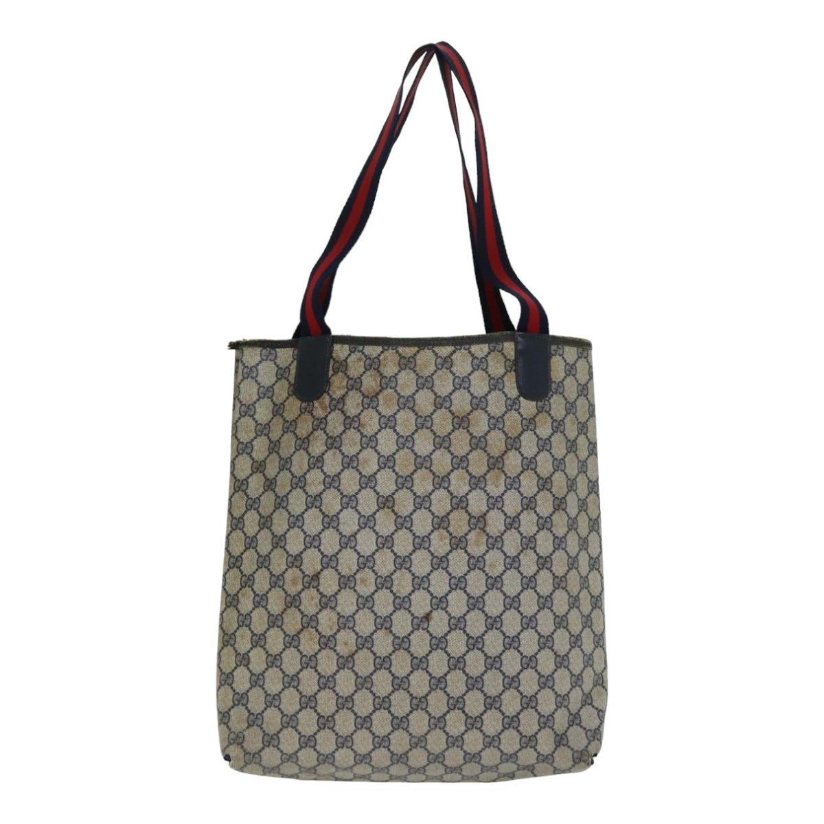 GUCCI GG Supreme Tote Bag PVC Leather Navy 79597