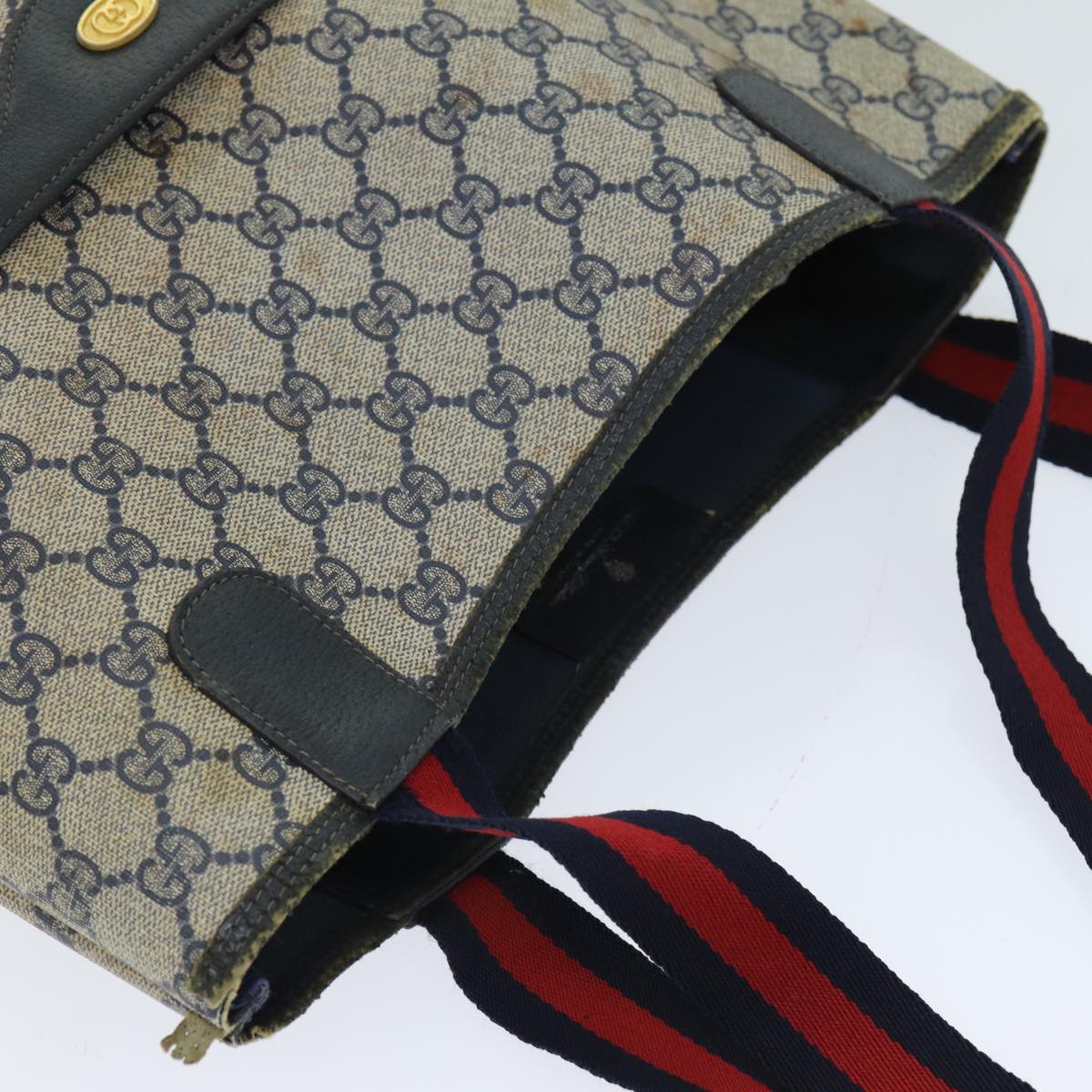 GUCCI GG Supreme Tote Bag PVC Leather Navy 79597