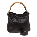 GUCCI Bamboo Hand Bag Leather 2way Brown 001 1705 1638 79613