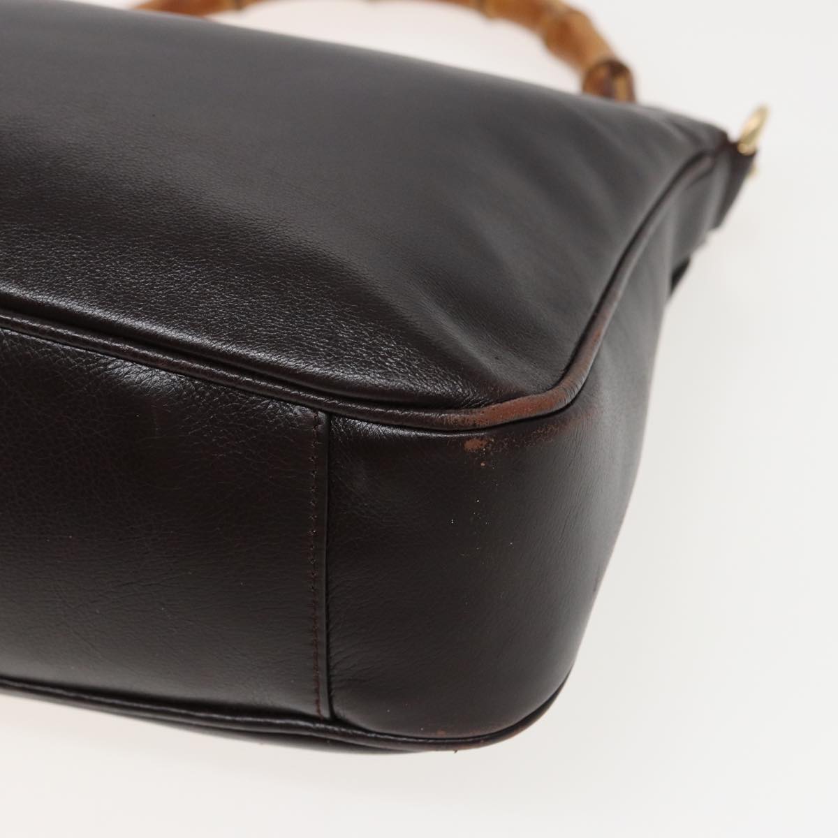 GUCCI Bamboo Hand Bag Leather 2way Brown 001 1705 1638 79613