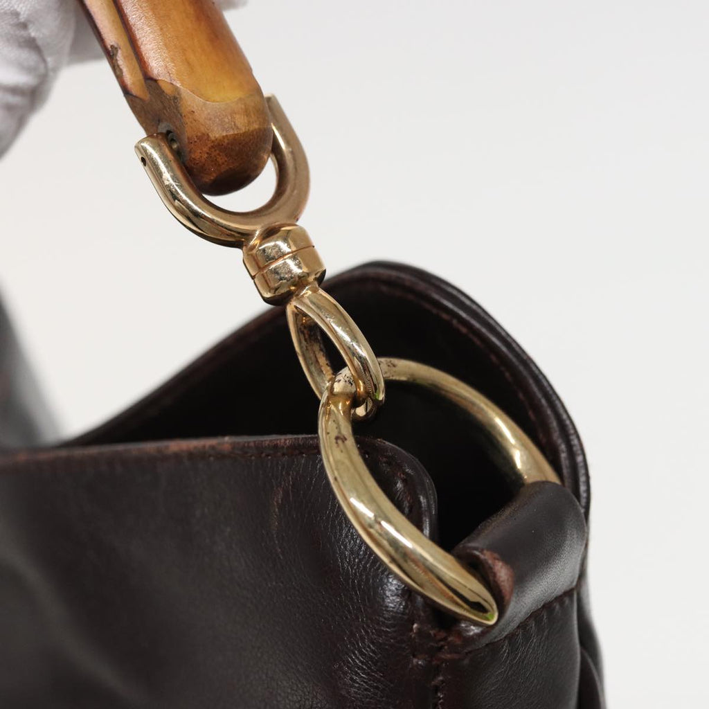 GUCCI Bamboo Hand Bag Leather 2way Brown 001 1705 1638 79613
