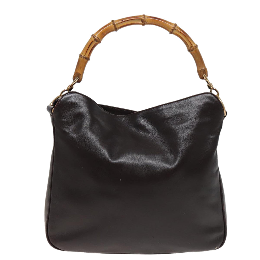GUCCI Bamboo Hand Bag Leather 2way Brown 001 1705 1638 79613