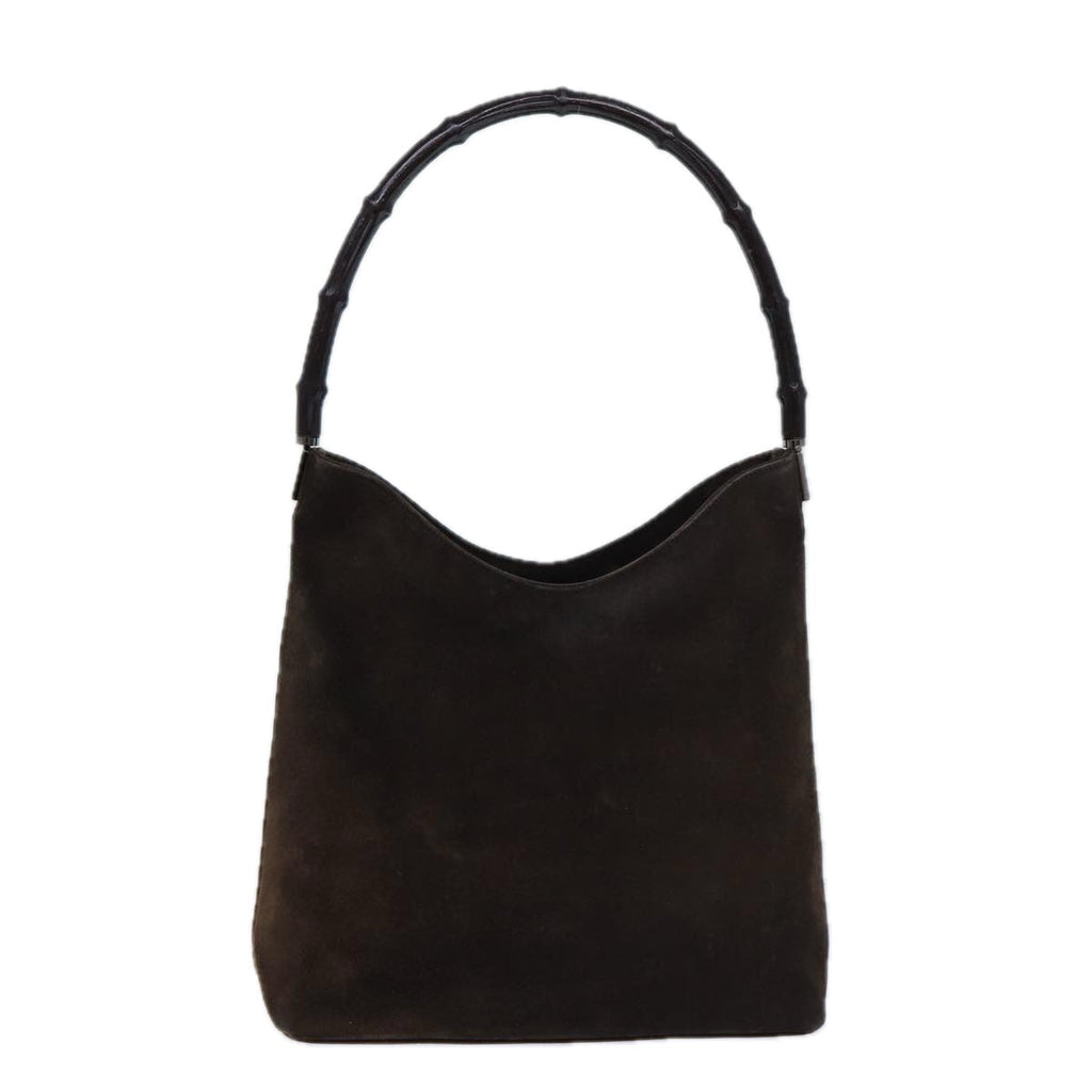 GUCCI Bamboo Shoulder Bag Suede Brown 79618