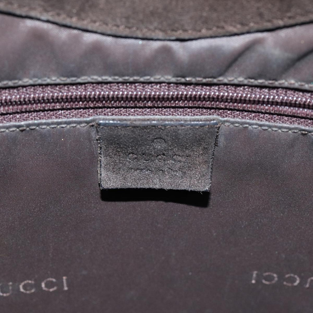 GUCCI Bamboo Shoulder Bag Suede Brown 79618